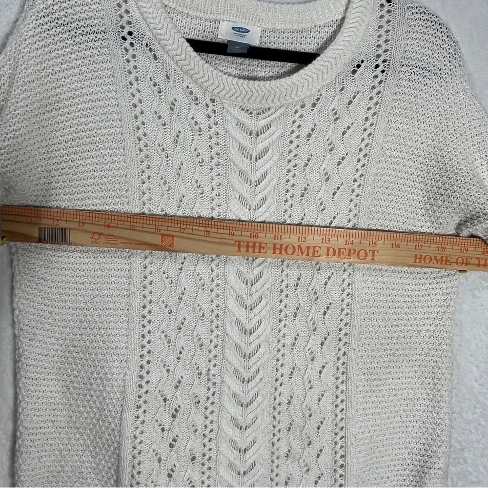 Old Navy Women's Cable Knit Sweater Cotton Blend Lightweight Cream Size Medium - Picture 9 of 10